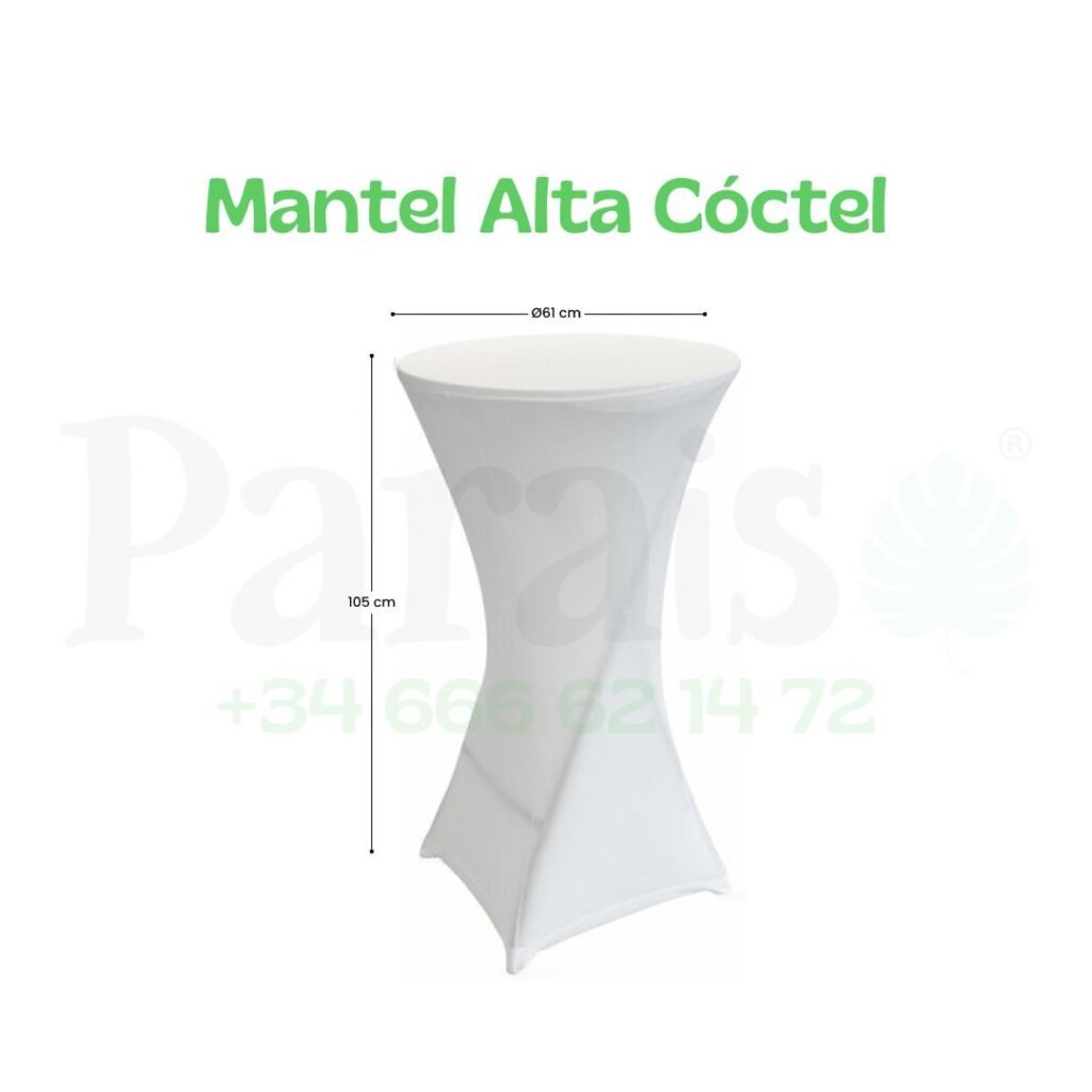 Alquiler Funda Mantel para Mesa Alta Blanco🍸