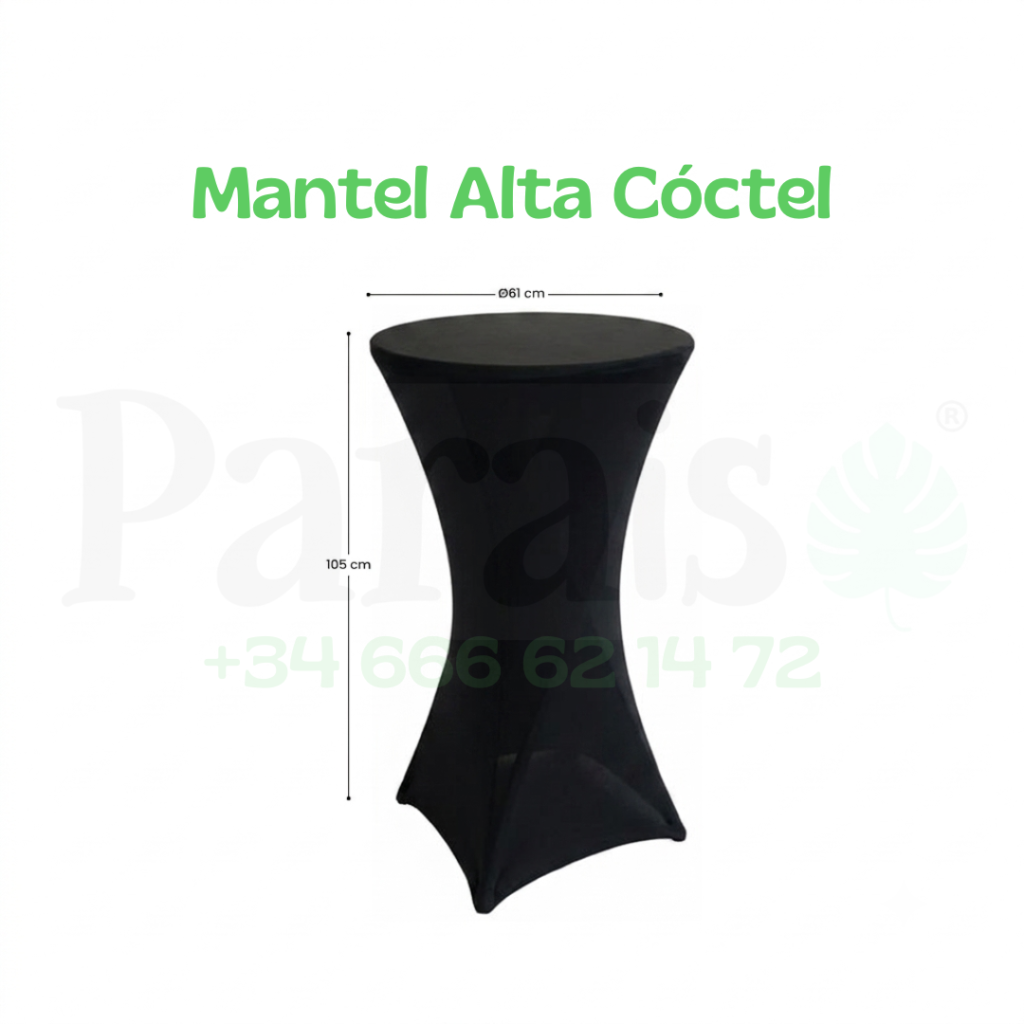 Alquiler Funda Mantel para Mesa Alta Negro🍸